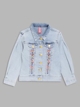 Blue Giraffe - Blue Embroidered Full Sleeves Denim Jacket