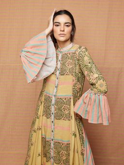 Swati Vijaivargie - Hazel Print Blocked Paneled Anarkali Kurta