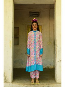 Swati Vijaivargie - Kevda Blue Printed Kurta and Pant (Set of 2)