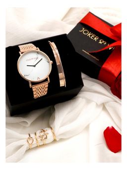 Joker and Witch - Joker & Witch White Love Triangle Watch & Bracelet With Ring For Women (Pack of 6) (JWLT20)