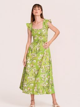 How When Wear - The Floral Garden Smocked Green Dress