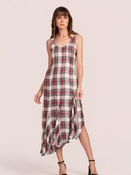 How When Wear - The Strawberry Sleeveless Check Multi-Color Dress