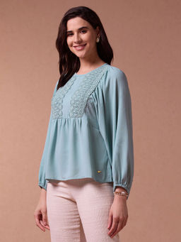 U.S. POLO ASSN. - Loose Fit Lace Yoke Top