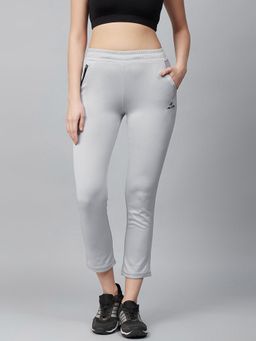 Alcis - Women Light Grey Solid Cropped Track Pant