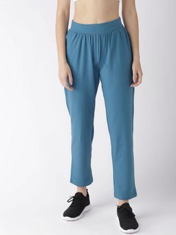 Alcis - Women Solid Blue High Rise Track Pant