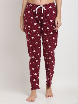 Kanvin - Womens Printed Pyjamas Maroon