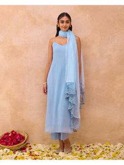 Taro India - Serene Sky Kurta Set With Pant And Dupatta