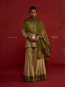 Rhua India - Advika Sage Green Chanderi Sharara Set With Dupatta