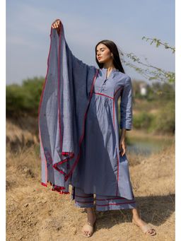 Silai Studio - Steel Blue Cotton Kurta With Pant And Dupatta