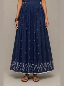 Sutra Art of Clothing - Handloom Blue Contemporary Jamdani Flared Skirt