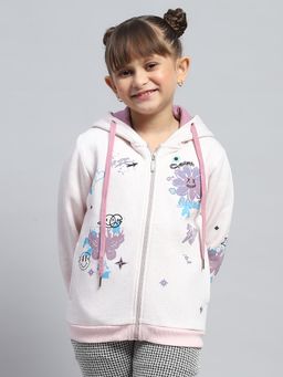 Monte Carlo - Girl'S Pink Graphic Hooded Neck Full Sleeve Sweatshirt