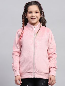 Monte Carlo - Girl'S Solid Pink Mock Neck Full Sleeve Sweatshirt