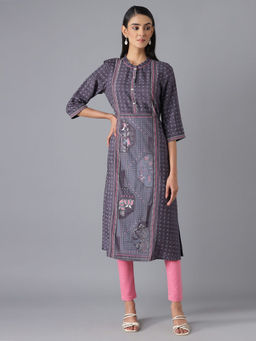 Aurelia - Grey Cotton Printed Kurta