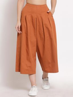 Ayrolane - Rust Calf Length Box Pleated Pants