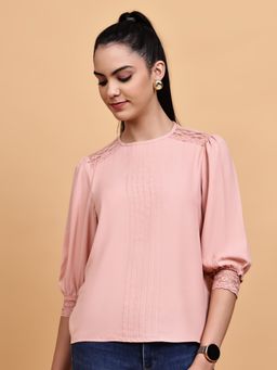 BLANC9 - Dusty Pink Lace Detail Top