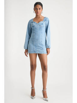 FREAKINS - Light Blue Full Sleeve Dress