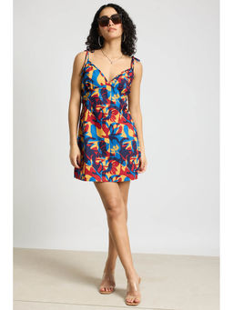 FREAKINS - Abstract Floral Printed Poplin Dress