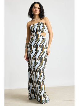 FREAKINS - Blue Camo Printed Poplin Dress