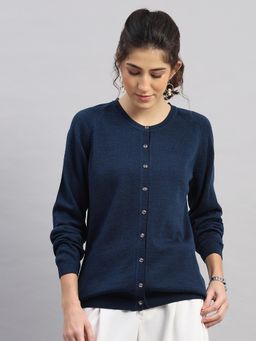 Monte Carlo - Women Blue Full Sleeve Cardigan