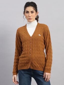 Monte Carlo - Women Rust Full Sleeve Cardigan