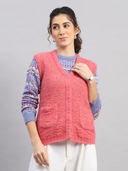 Monte Carlo - Women Pink Sleeveless Cardigan