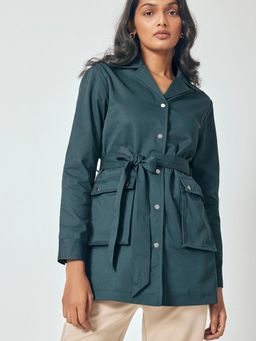The Label Life - Teal Belted Trench Coat for Women