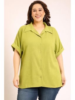 THE PINK MOON - Green Drop Shoulder Shirt
