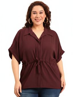 THE PINK MOON - Maroon Relaxed Fit Drawstring Shirt