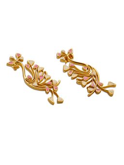 Dhwani Bansal - Earrings In 22K Gold Plated Brass With Light Pink And White Enamel