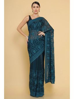 Soch - Teal Chiffon Embellished Sequined with Unstitched