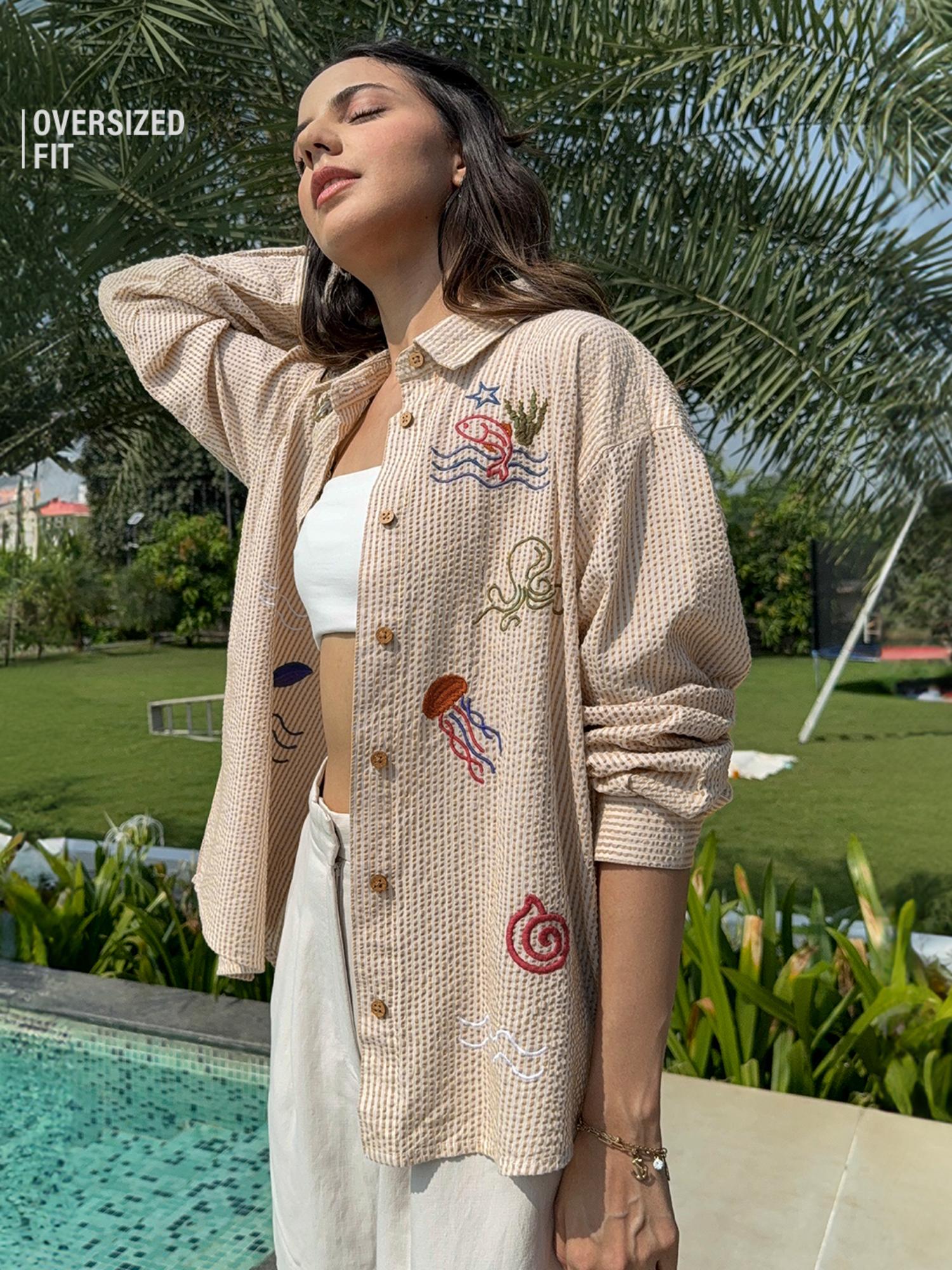 Beige Embroidered Shirt-picture-25