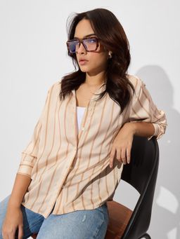 The Souled Store - Beige Stripes Shirt