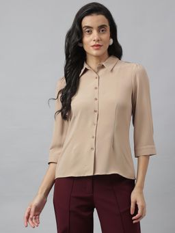 Latin Quarters - Beige Solid/Plain Shirt