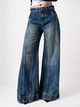 Off Duty India - Blue Cotton Mid Waist Jeans