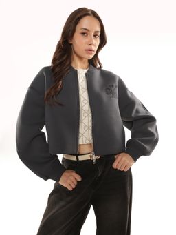 Calvin Klein - Relaxed Fit Polyester Navy Blue Bomber Jacket