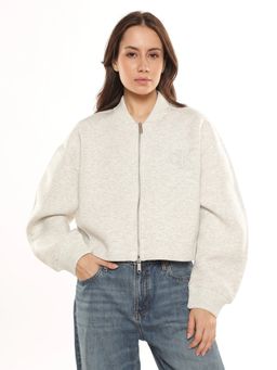Calvin Klein - Relaxed Fit Cotton Grey Bomber Jacket