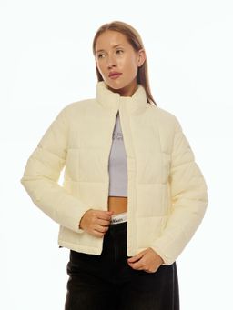 Calvin Klein - Regular Fit Polyamide High-Neck Cream Puffer Jacket