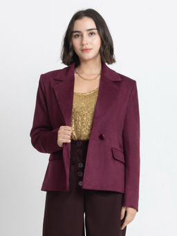 SHAYE - Ivory Notch Collar Solid Full Sleeves Casual Coats For Women (S)