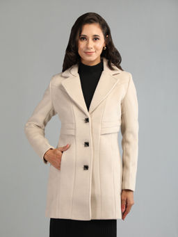 HONNETE - Grey Colour Stylish Check Design Women Winter Coat