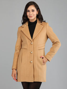 HONNETE - Off White Colour Stylish Solid Women Winter Coat