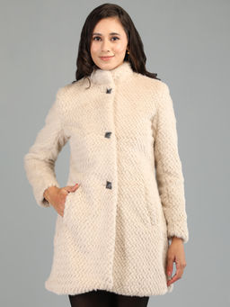 HONNETE - Sand Beige Colour Stylish Solid Women Winter Coat