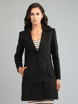 HONNETE - Light Beige Colour Stylish Self Design Faux Fur Fabric Women Winter Coat