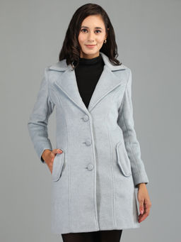 HONNETE - Peach Colour Stylish Solid Women Winter Coat