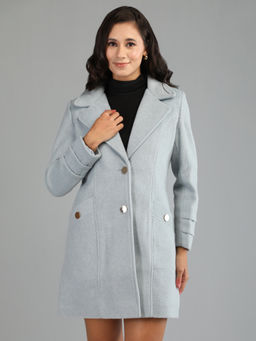 HONNETE - Light Beige Colour Stylish Self Design Women Winter Coat