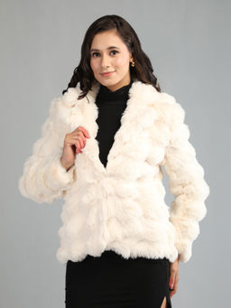HONNETE - Tan Colour Stylish Self Design Women Winter Coat