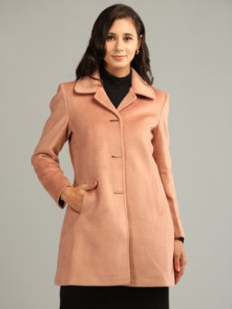HONNETE - Light Apricot Colour Stylish Solid Women Winter Coat