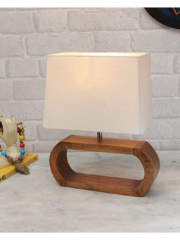 Homesake - Wood Table Lamp Walnut Oblong khadi