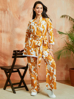 Vastramay - Women Cotton Printed Co-Ord with Lace Detailing (Set of 2)