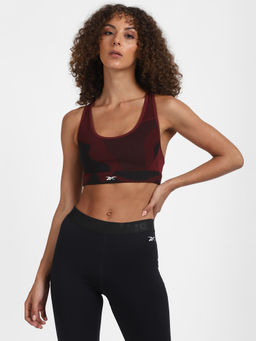 Reebok - Ts Lux Racer Bra-jacquard Maroon Solid/plain Training Bra