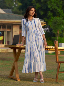 Aurelia - Women Blue Tie and Dye Midi Dress